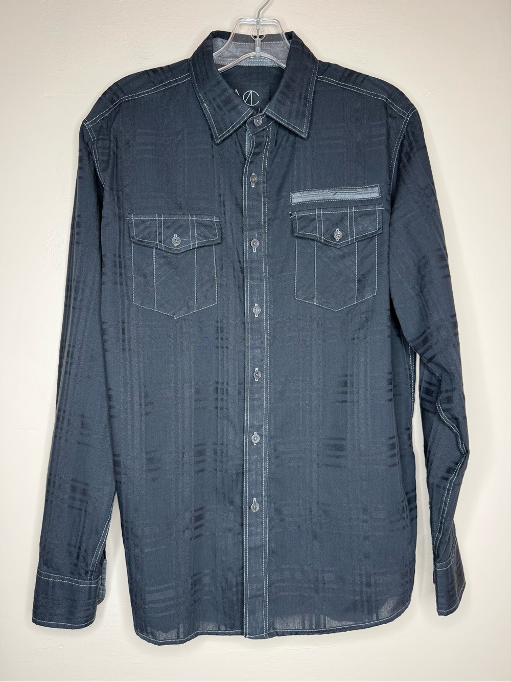 Modern Culture Casual Black Button-Down Shirt with Chest Pockets Size Medium